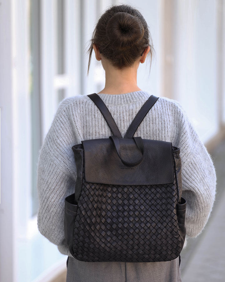 Plecak damski skórzany pleciony